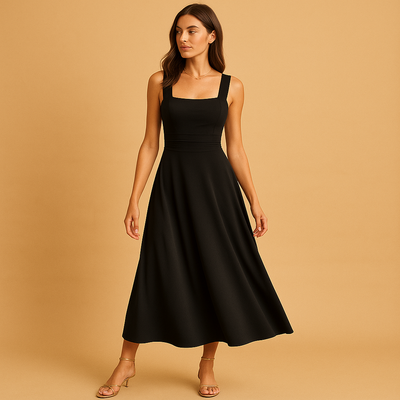 Claire | Women's Midi Dress with Square Neckline
