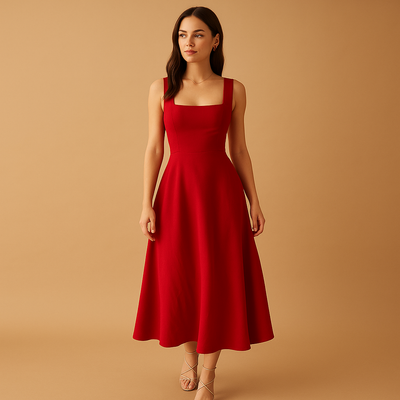 Claire | Women's Midi Dress with Square Neckline